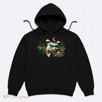 Ghost Canoeing Moonlight Camping Halloween Adventure Hoodie thumb 0