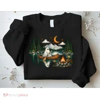 Ghost Canoeing Moonlight Camping Halloween Adventure Sweatshirt thumb 2