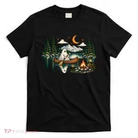 Ghost Canoeing Moonlight Camping Halloween Adventure T-Shirt thumb 0