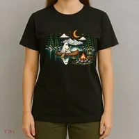 Ghost Canoeing Moonlight Camping Halloween Adventure T-Shirt thumb 4