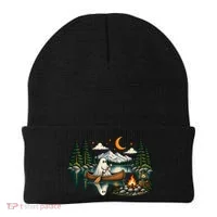Ghost Canoeing Moonlight Camping Halloween Adventure Beanie thumb 0