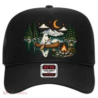 Ghost Canoeing Moonlight Camping Halloween Adventure Hat thumb 0