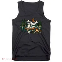 Ghost Canoeing Moonlight Camping Halloween Adventure Tank Top thumb 0