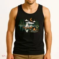 Ghost Canoeing Moonlight Camping Halloween Adventure Tank Top thumb 3