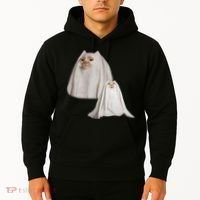 Ghost Cat Meme Funny Halloween Hoodie thumb 2