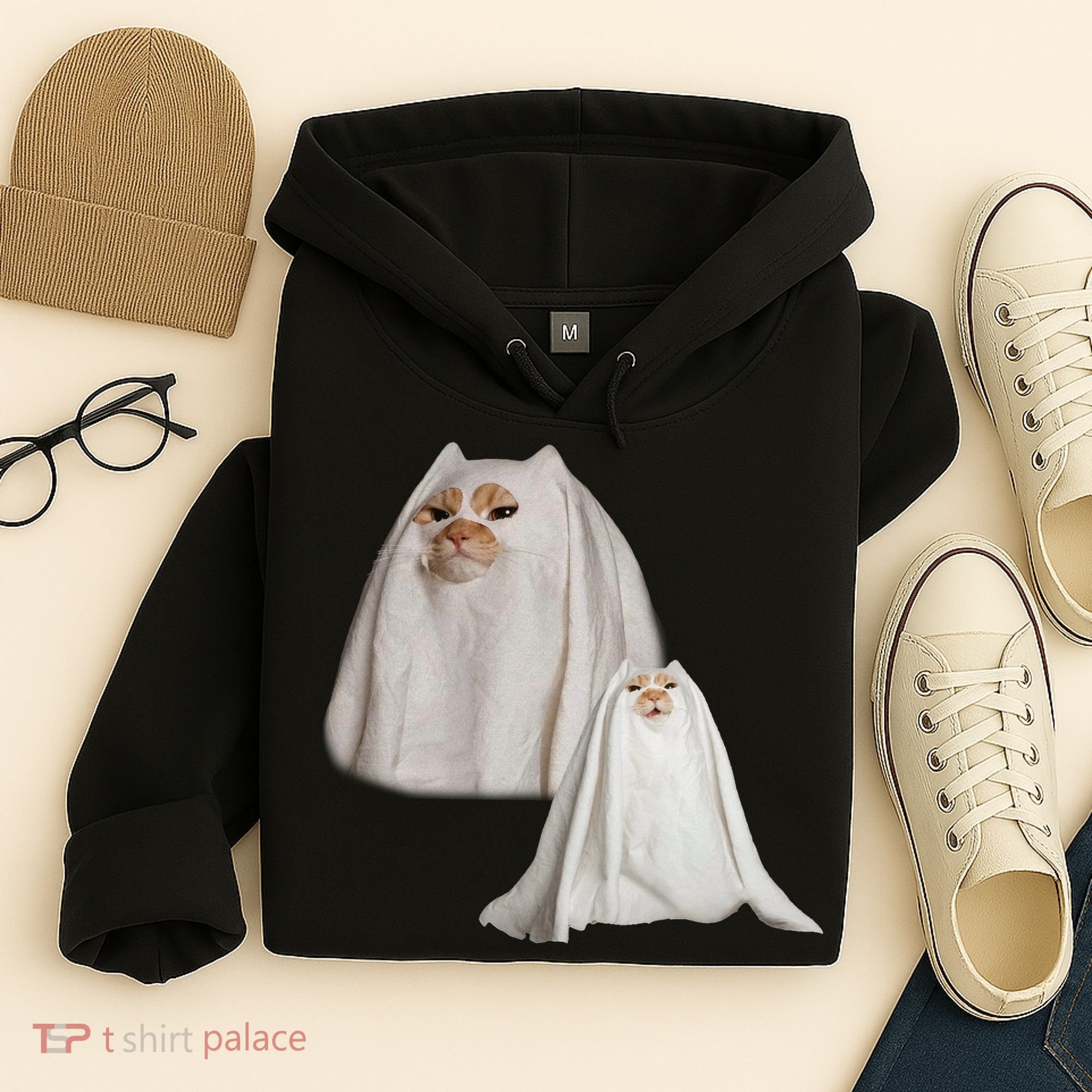 Ghost Cat Meme Funny Halloween Hoodie