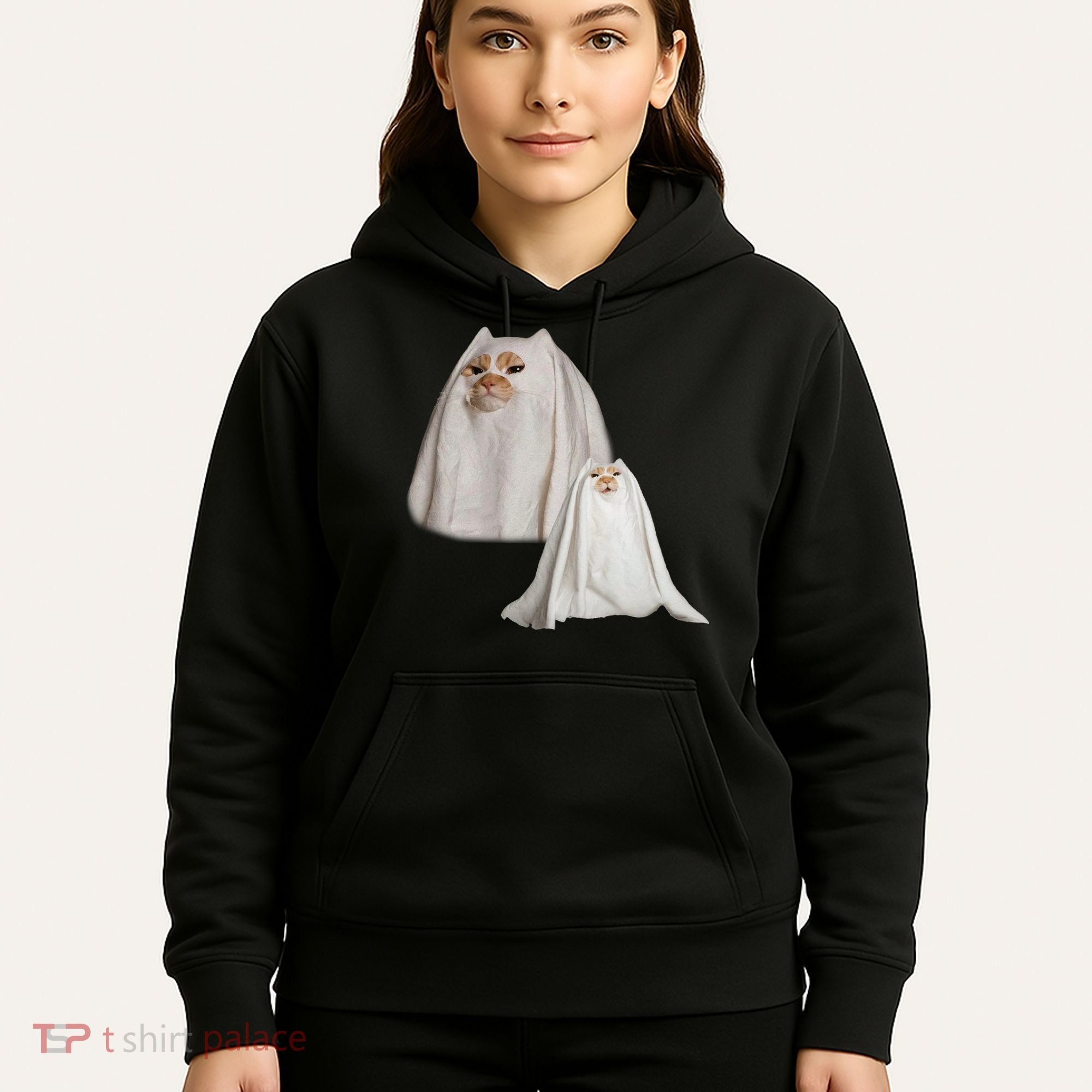 Ghost Cat Meme Funny Halloween Hoodie