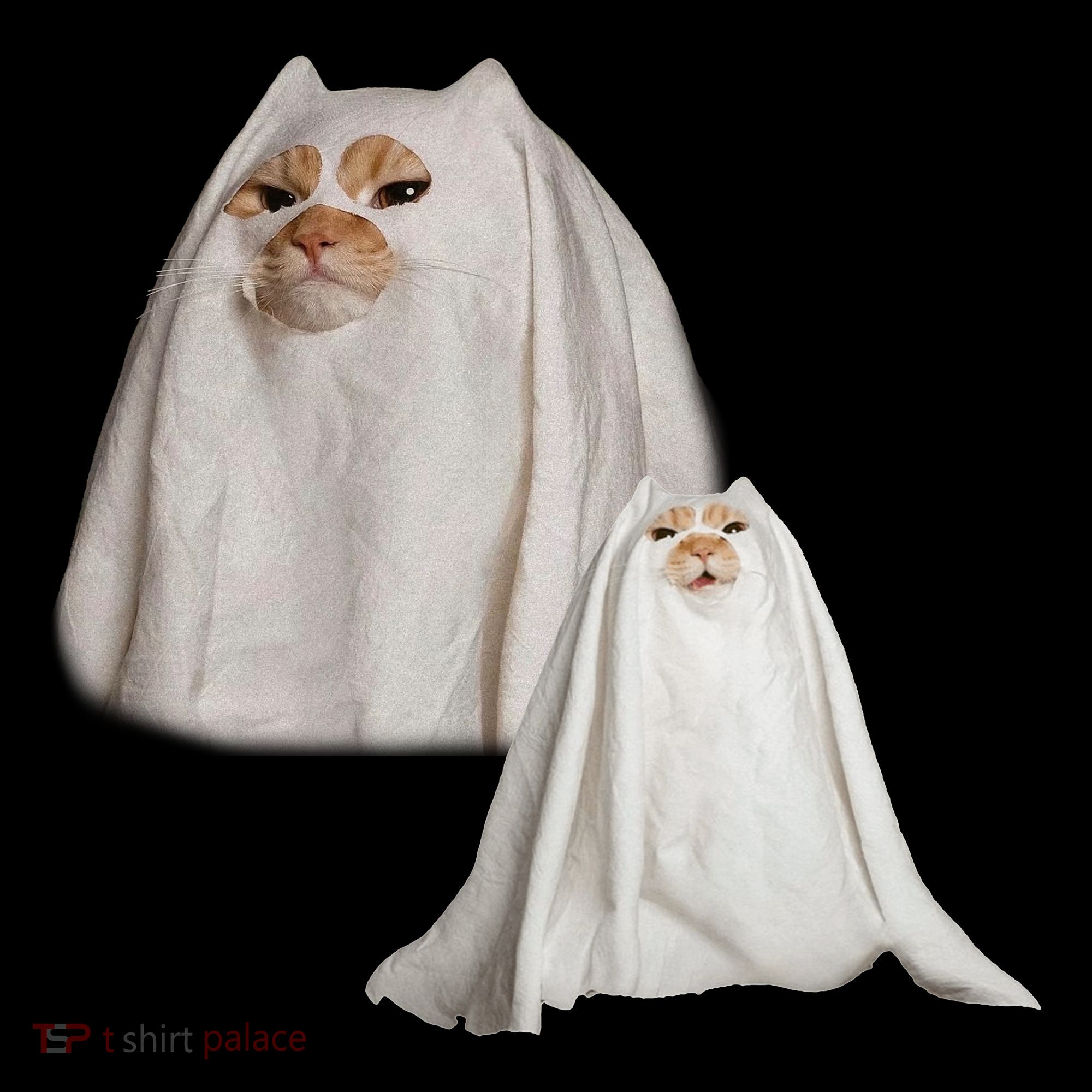 Ghost Cat Meme Funny Halloween Long Sleeve Shirt