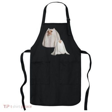 Ghost Cat Meme Funny Halloween Apron