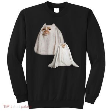 Ghost Cat Meme Funny Halloween Sweatshirt