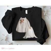 Ghost Cat Meme Funny Halloween Sweatshirt thumb 2