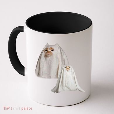 Ghost Cat Meme Funny Halloween Coffee Mug