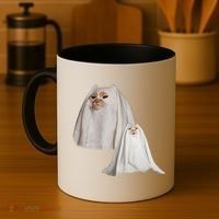 Ghost Cat Meme Funny Halloween Coffee Mug thumb 4