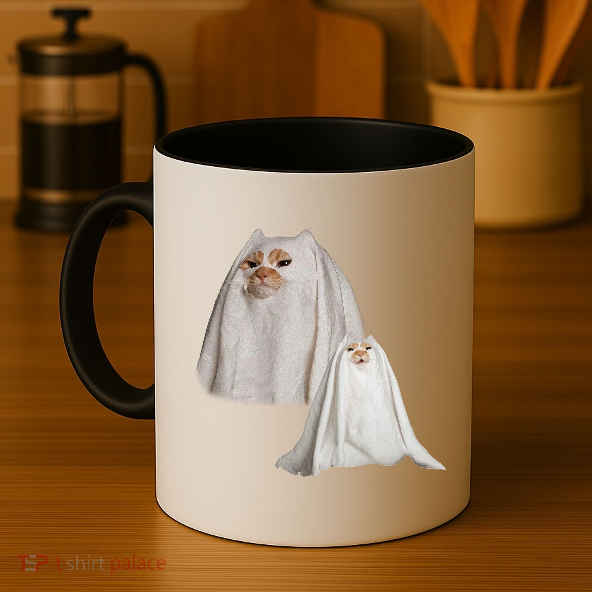 Ghost Cat Meme Funny Halloween Coffee Mug