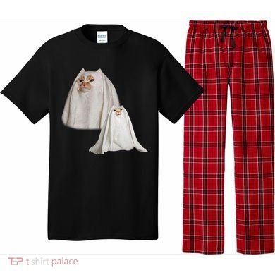 Ghost Cat Meme Funny Halloween Pajama Set