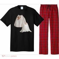 Ghost Cat Meme Funny Halloween Pajama Set thumb 0