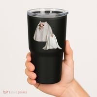 Ghost Cat Meme Funny Halloween Tumbler thumb 2