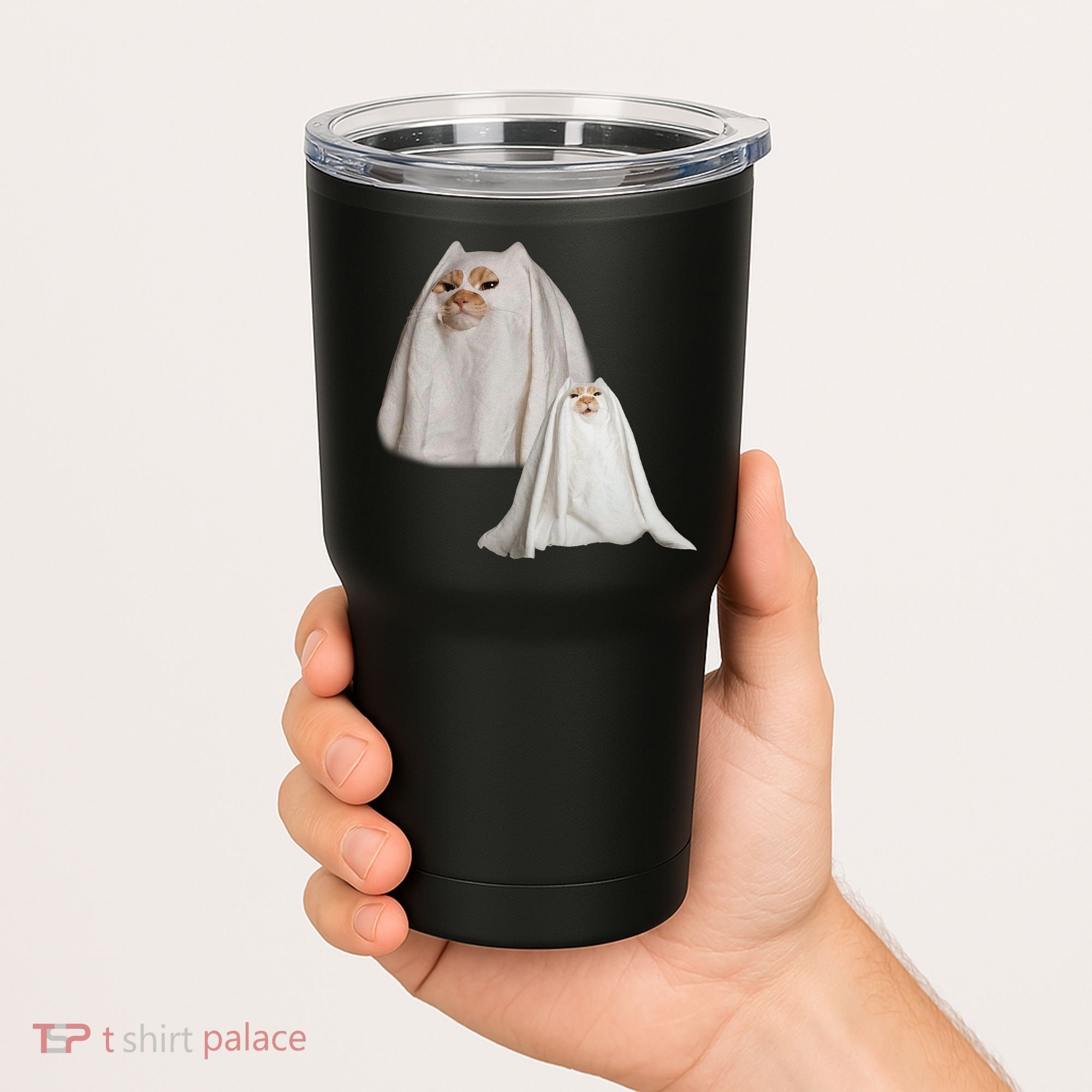 Ghost Cat Meme Funny Halloween Tumbler
