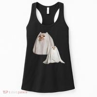 Ghost Cat Meme Funny Halloween Women's Tank Top thumb 0