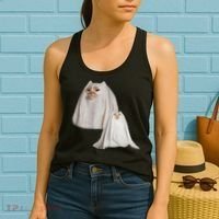 Ghost Cat Meme Funny Halloween Women's Tank Top thumb 2