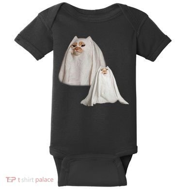 Ghost Cat Meme Funny Halloween Baby Bodysuit