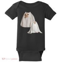 Ghost Cat Meme Funny Halloween Baby Bodysuit thumb 0
