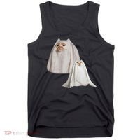 Ghost Cat Meme Funny Halloween Tank Top thumb 0