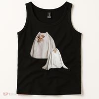 Ghost Cat Meme Funny Halloween Tank Top thumb 2