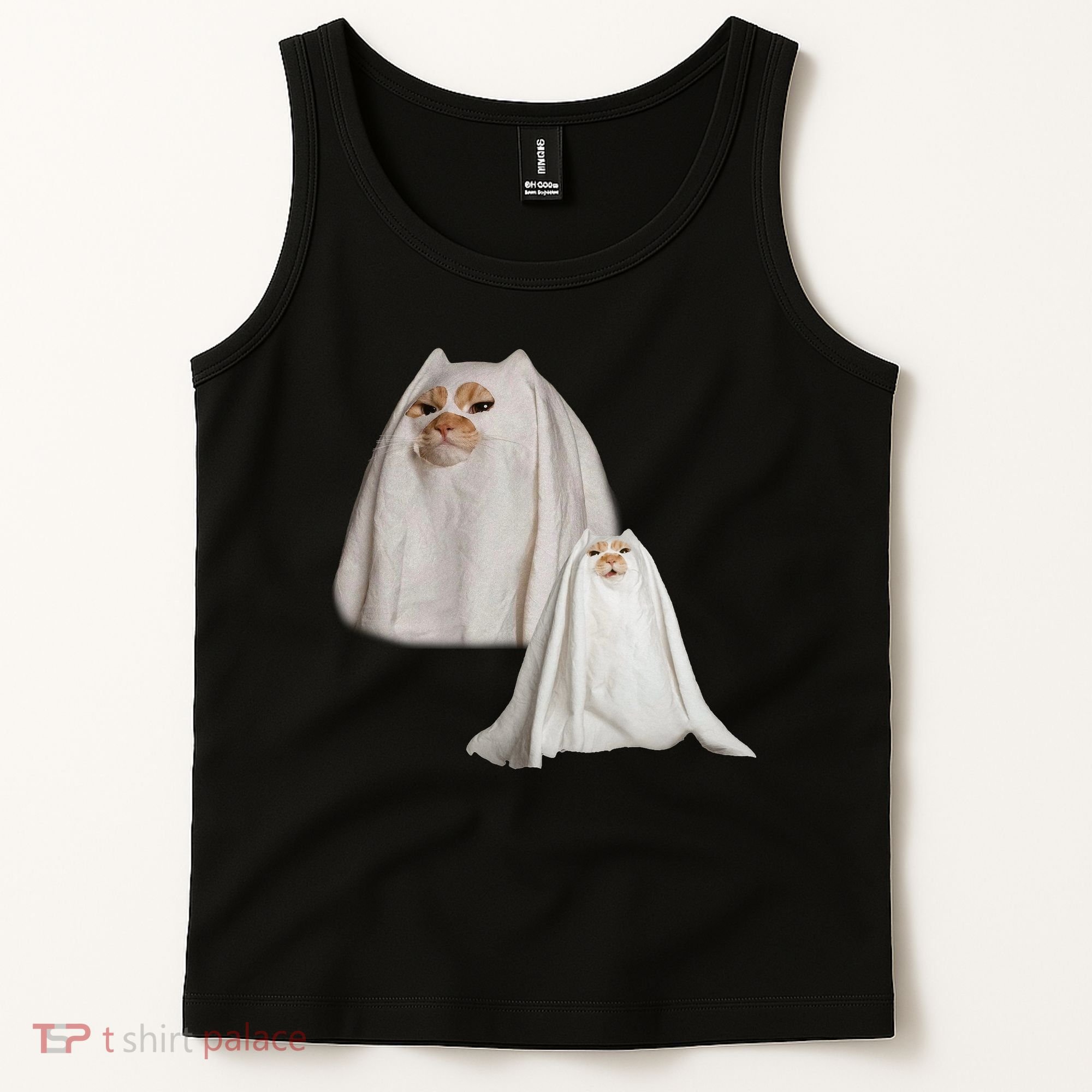 Ghost Cat Meme Funny Halloween Tank Top