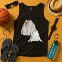 Ghost Cat Meme Funny Halloween Tank Top thumb 4