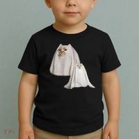 Ghost Cat Meme Funny Halloween Toddler T-Shirt thumb 2