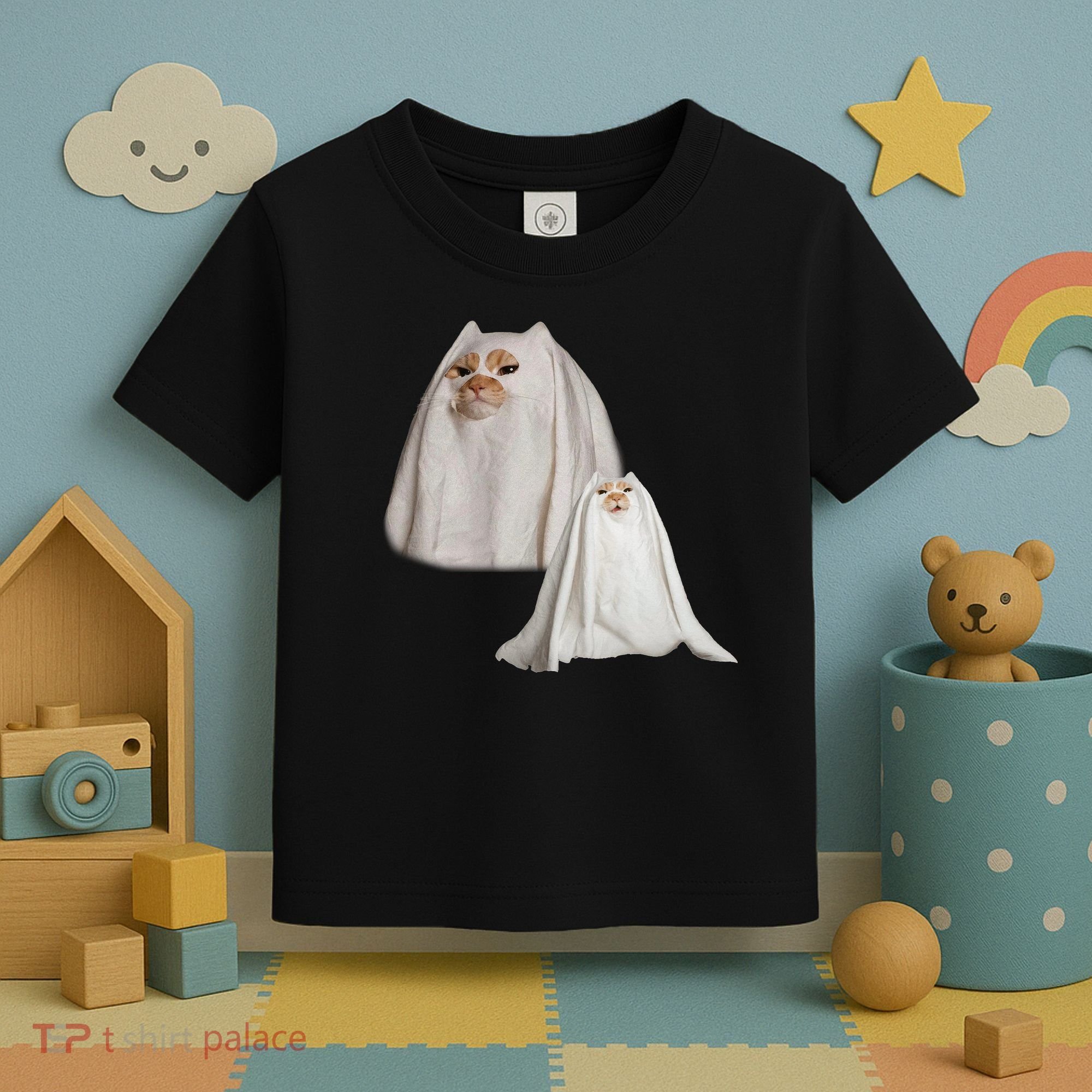 Ghost Cat Meme Funny Halloween Toddler T-Shirt