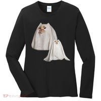 Ghost Cat Meme Funny Halloween Women's Long Sleeve Shirt thumb 0
