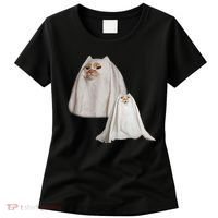 Ghost Cat Meme Funny Halloween Women's T-Shirt thumb 0