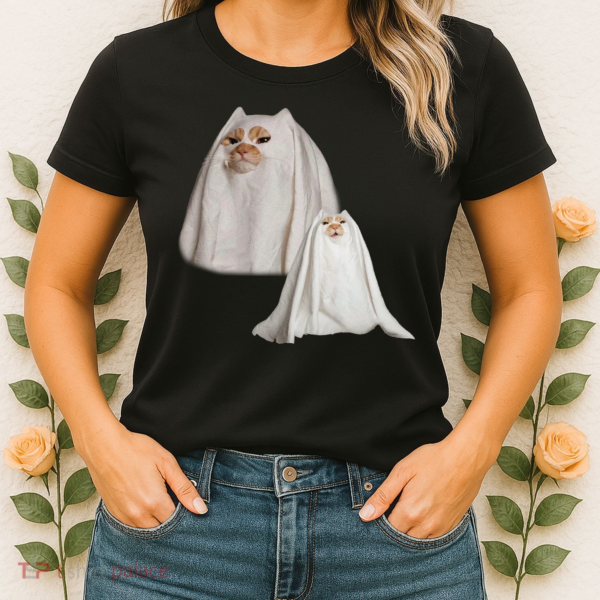 Ghost Cat Meme Funny Halloween Women's T-Shirt