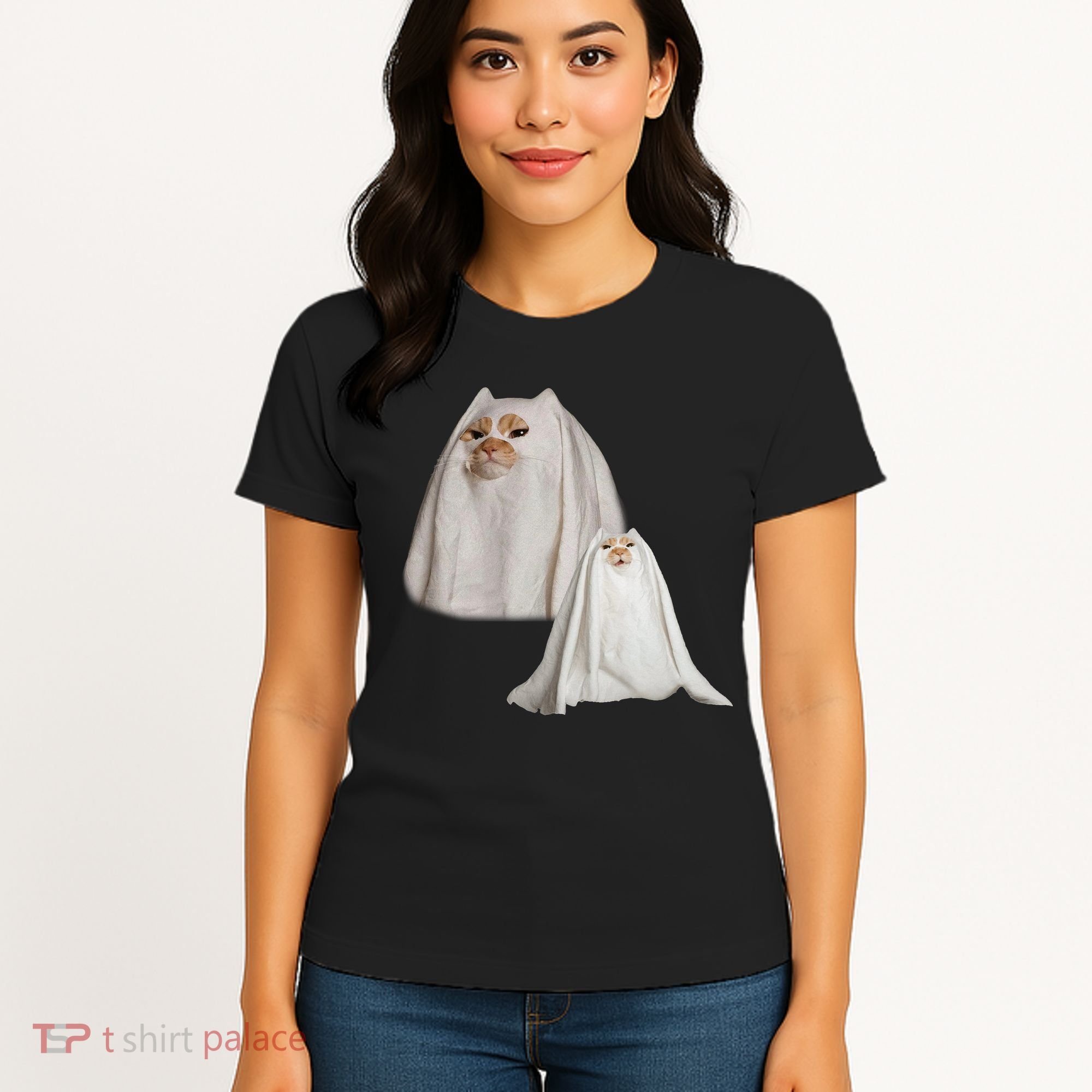 Ghost Cat Meme Funny Halloween Women's T-Shirt