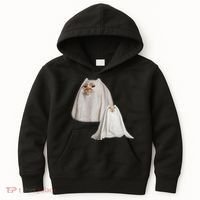 Ghost Cat Meme Funny Halloween Kids Hoodie thumb 0