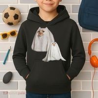 Ghost Cat Meme Funny Halloween Kids Hoodie thumb 2