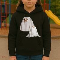Ghost Cat Meme Funny Halloween Kids Hoodie thumb 3