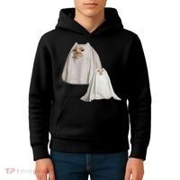 Ghost Cat Meme Funny Halloween Kids Hoodie thumb 4
