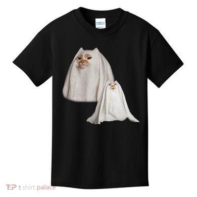 Ghost Cat Meme Funny Halloween Kids T-Shirt