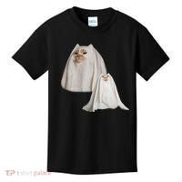Ghost Cat Meme Funny Halloween Kids T-Shirt thumb 0