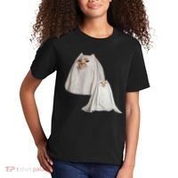 Ghost Cat Meme Funny Halloween Kids T-Shirt thumb 2
