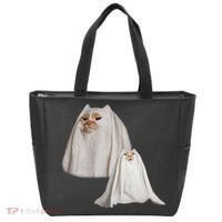 Ghost Cat Meme Funny Halloween Tote Bag thumb 0