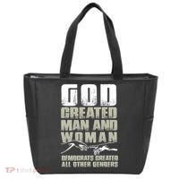 God Created Man & Woman Democrats Created All Other Genders Tote Bag thumb 0