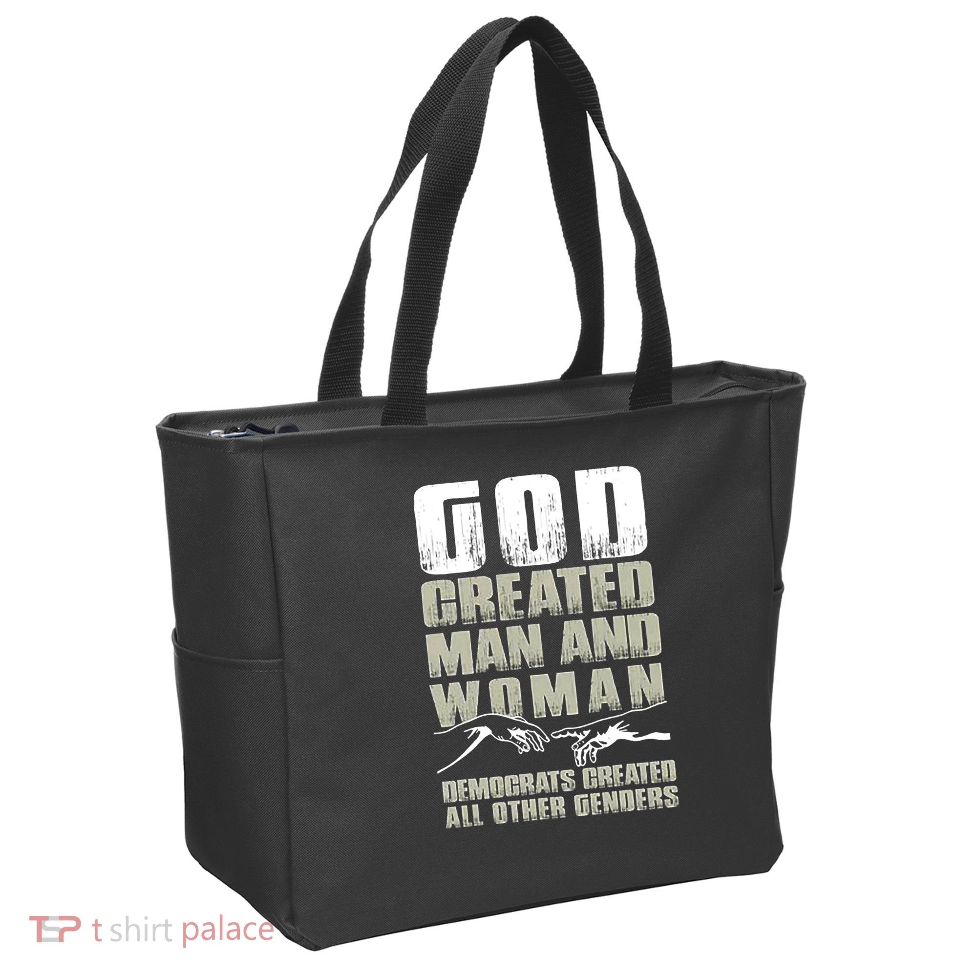 God Created Man & Woman Democrats Created All Other Genders Tote Bag