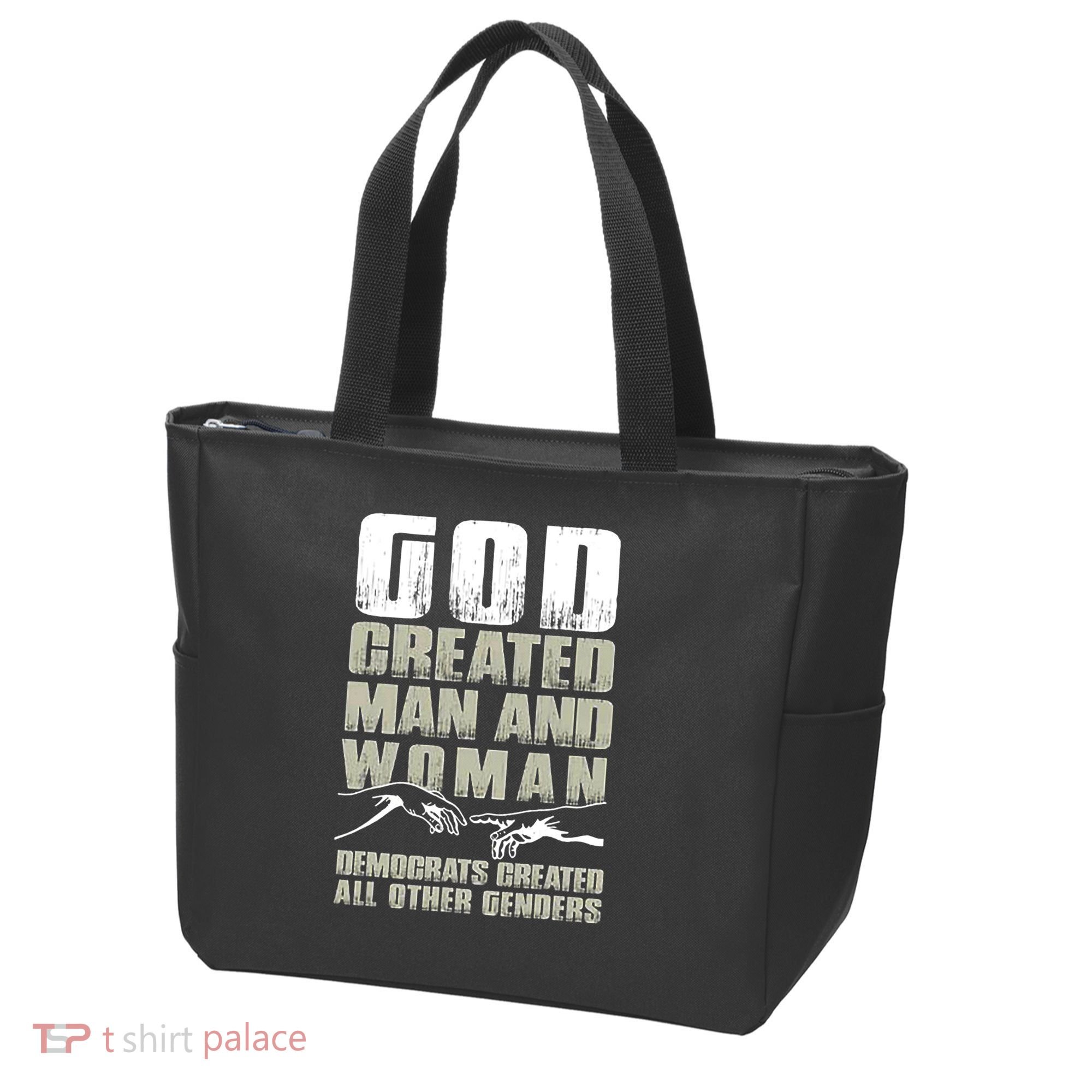 God Created Man & Woman Democrats Created All Other Genders Tote Bag