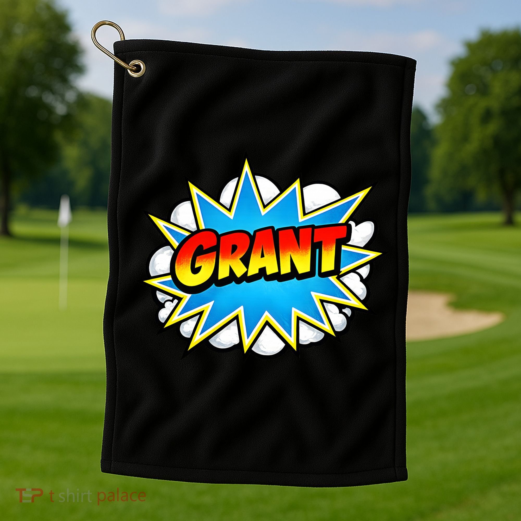 Grant Comic Name Retro Golf Towel