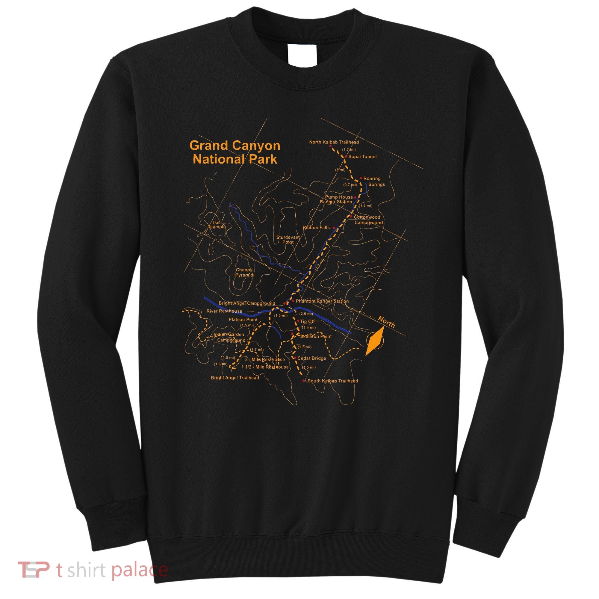 Grand Canyon National Park Trail Map Hiking Love Sweatshirt
