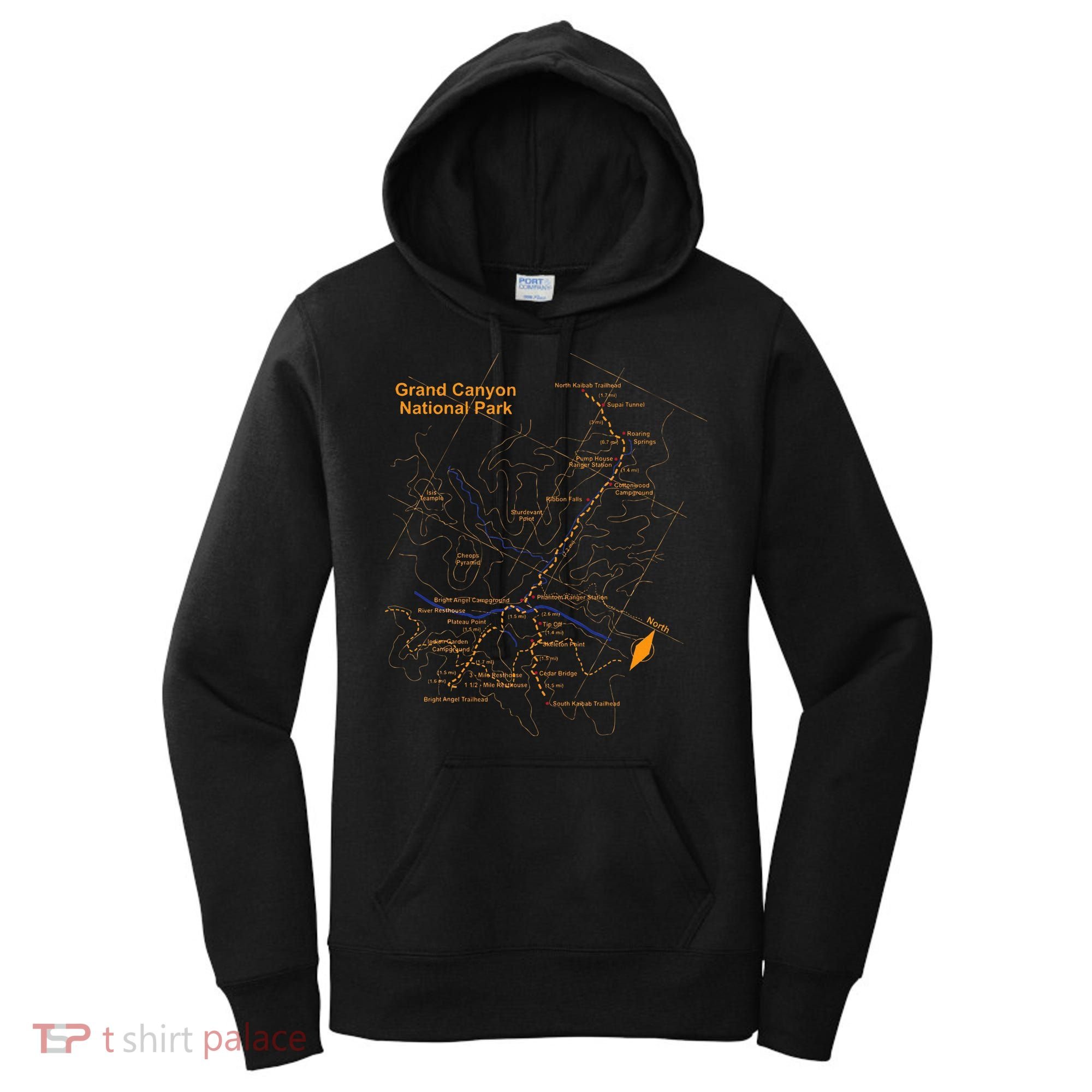 Grand Canyon National Park Trail Map Hiking Love Women's Hoodie